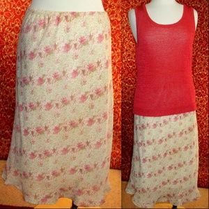 FASHION BUG pink floral A-line Below Knee Skirt M 💥